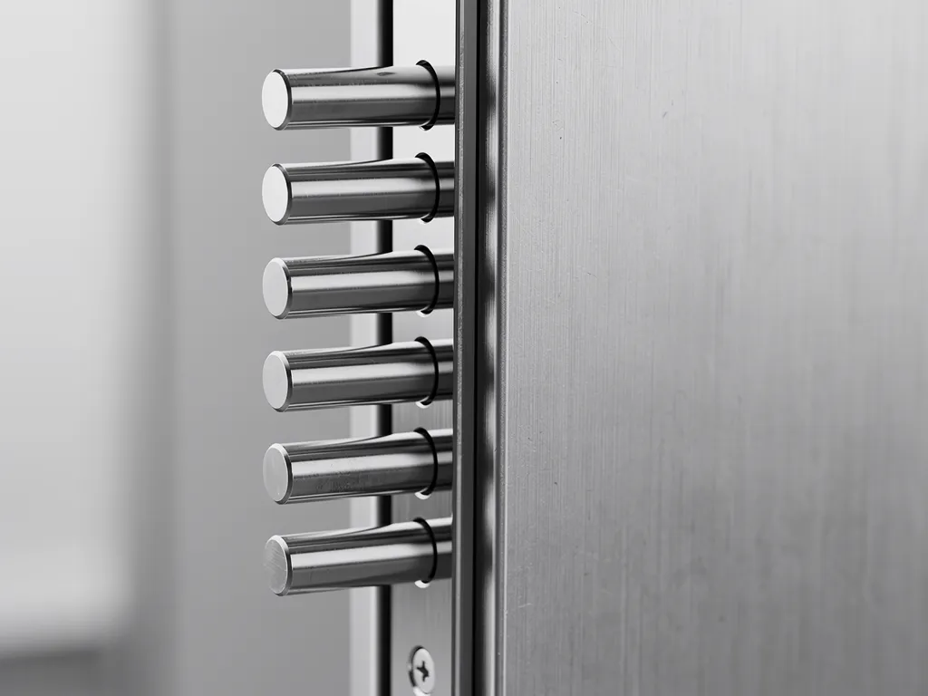 Serrure multipoints posée sur le chant de la porte